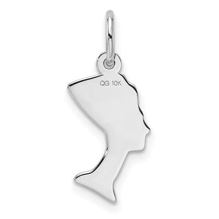 10k White Gold Solid Bust of Nefertiti Charm