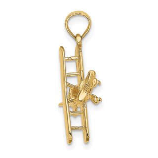 10K Yellow Gold 3-D Bi-Plane Charm