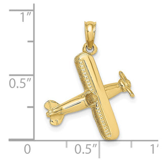 10K Yellow Gold 3-D Bi-Plane Charm