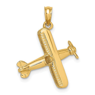 10K Yellow Gold 3-D Bi-Plane Charm