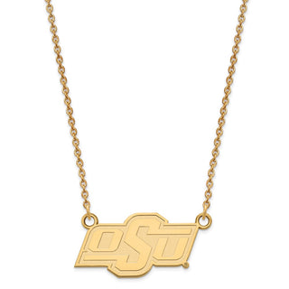 10k Gold LogoArt Oklahoma State University O-S-U Small Pendant 18 inch Necklace