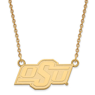 10k Gold LogoArt Oklahoma State University O-S-U Small Pendant 18 inch Necklace