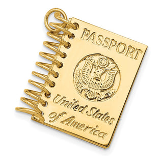 14k Yellow Gold 3D Passport Opens Charm A1548