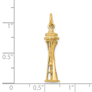 14k Yellow Gold 3D Seattle Space Needle Charm