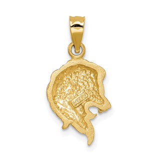 Mens 14k Yellow Gold Brushed and Diamond-cut Lion Head Pendant D4478