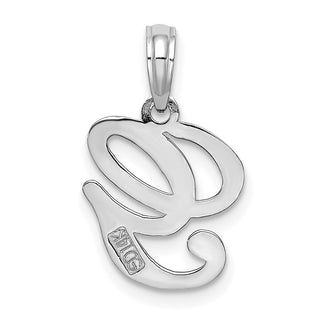 14k White Gold Polished G Script Initial Pendant