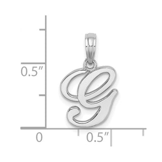 14k White Gold Polished G Script Initial Pendant