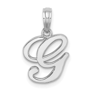 14k White Gold Polished G Script Initial Pendant