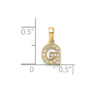 10K Yellow Gold Diamond Letter G Initial with Bail Pendant