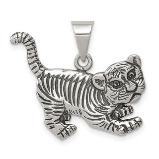 Sterling Silver Antiqued Tiger Pendant