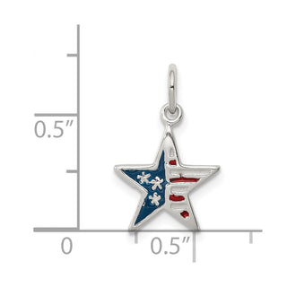 Sterling Silver Polished Enamel American Flag Star Charm